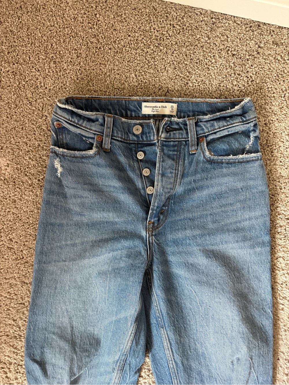 Abercrombie & Fitch Women's Medium Blue Button-Fly High-Rise Jeans